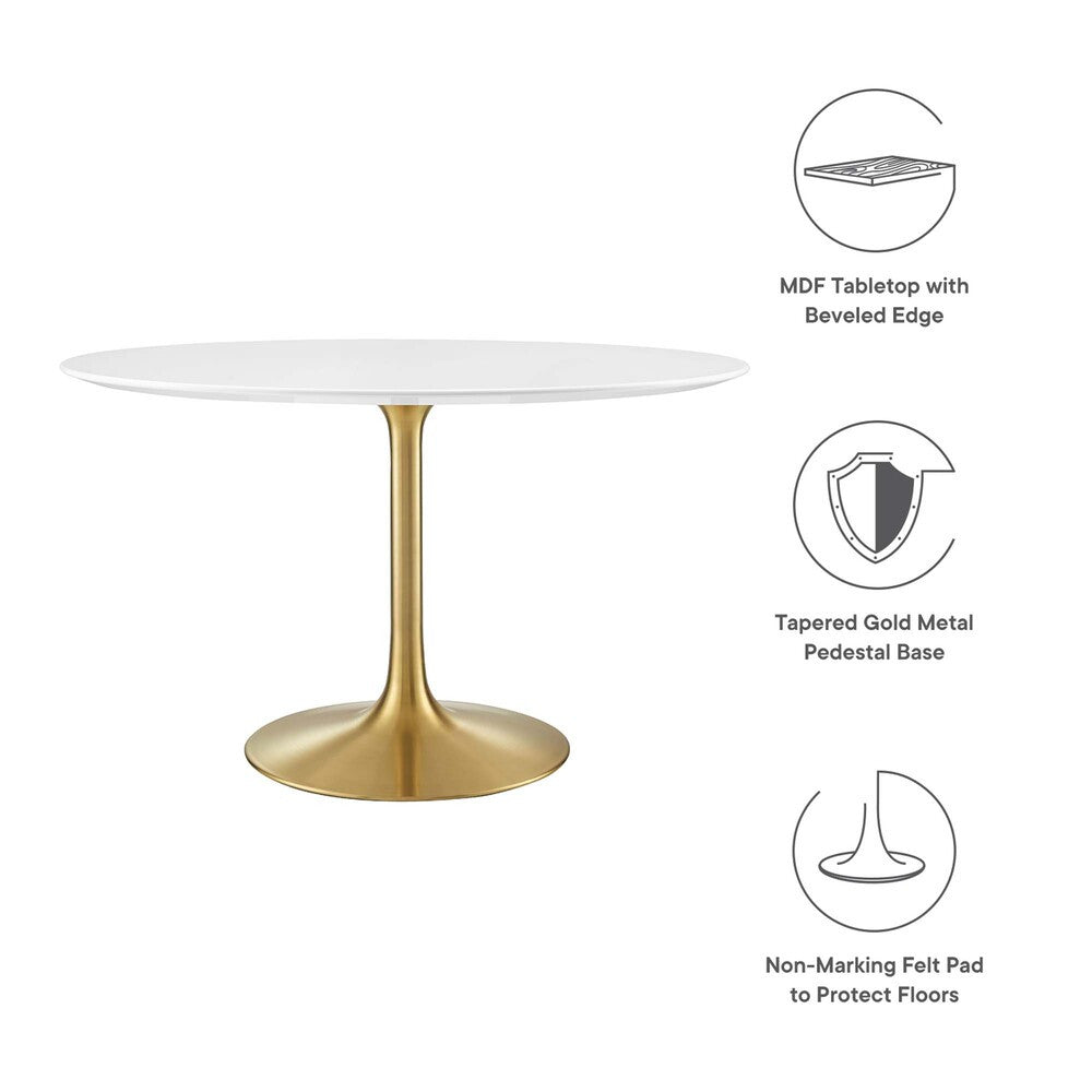 EEI-3227-GLD-WHI Lippa 48" Round Wood Dining Table by Modway