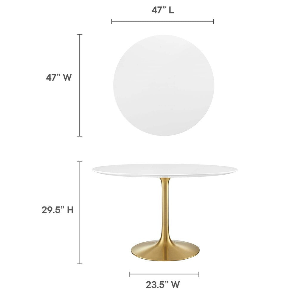 EEI-3227-GLD-WHI Lippa 48" Round Wood Dining Table by Modway