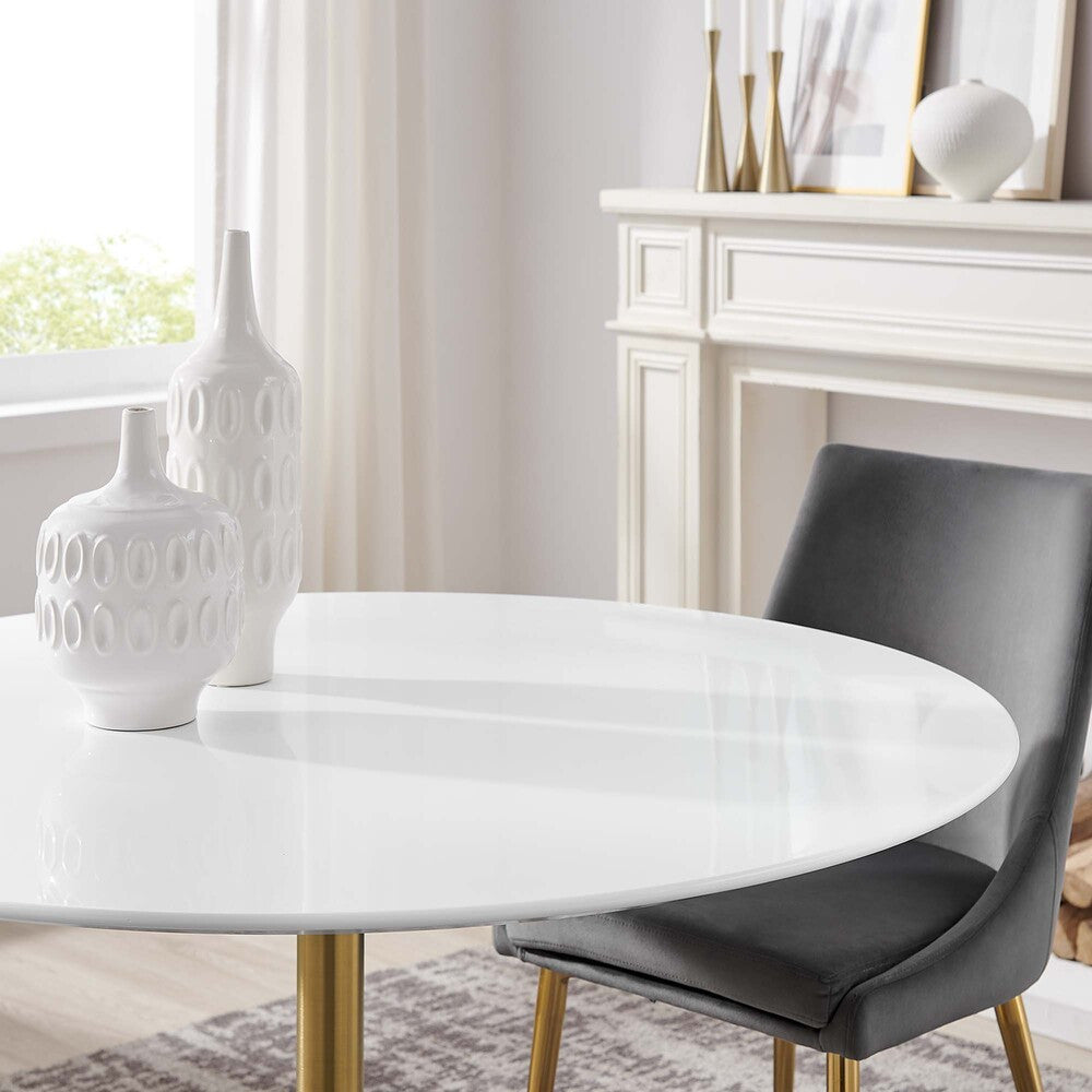 EEI-3227-GLD-WHI Lippa 48" Round Wood Dining Table by Modway