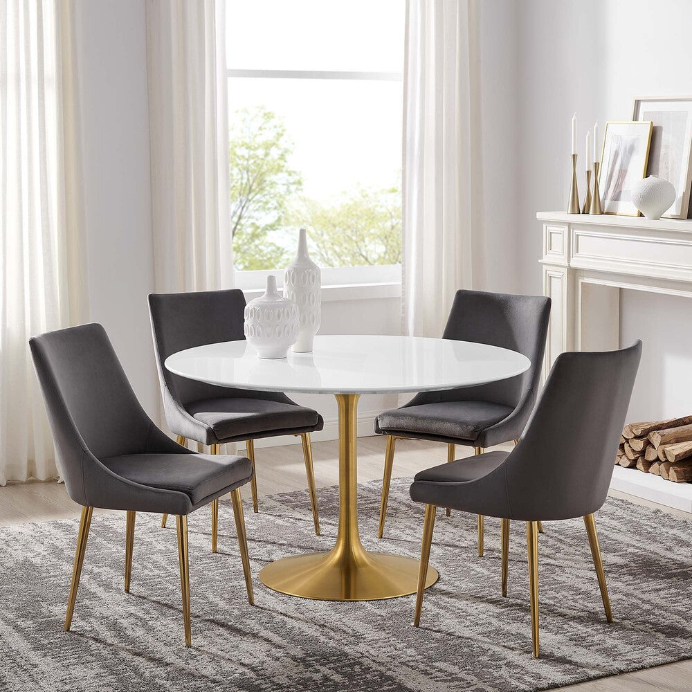 EEI-3227-GLD-WHI Lippa 48" Round Wood Dining Table by Modway