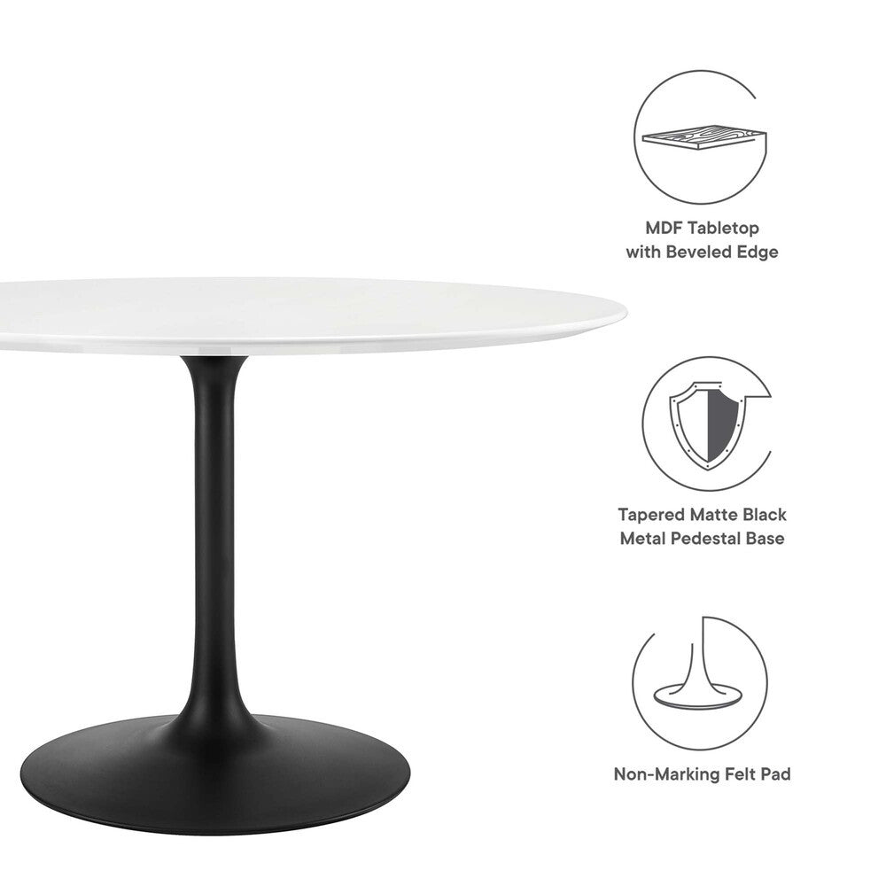 EEI-3522-BLK-WHI Lippa 48" Round Wood Dining Table by Modway
