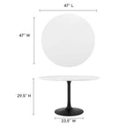 EEI-3522-BLK-WHI Lippa 48" Round Wood Dining Table by Modway
