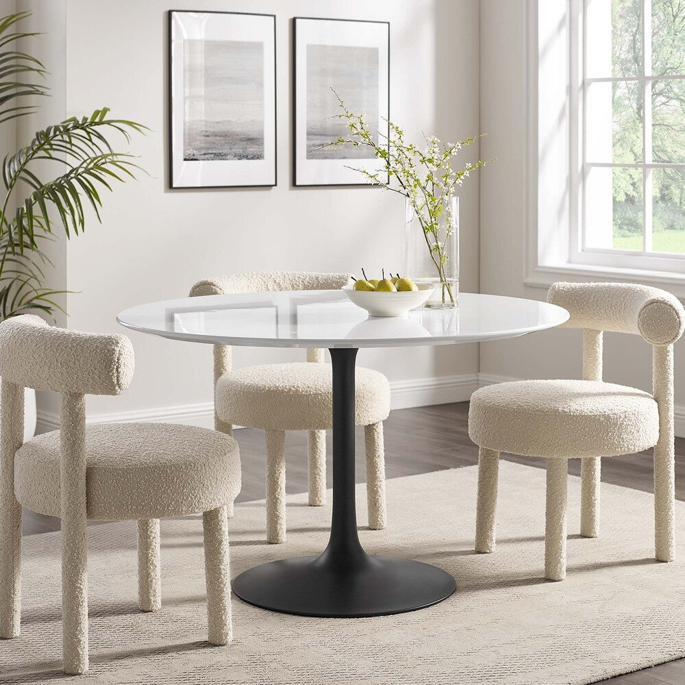 EEI-3522-BLK-WHI Lippa 48" Round Wood Dining Table by Modway