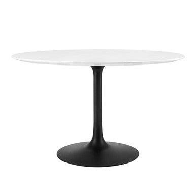 Modway EEI-3522-BLK-WHI Lippa 48" Round Wood Dining Table Black White
