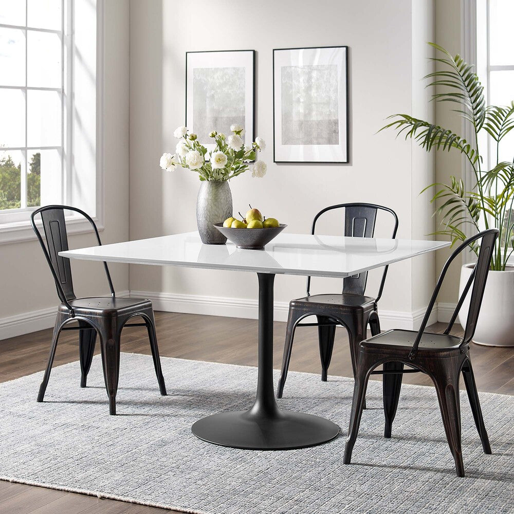 EEI-3525-BLK-WHI Lippa 48" Square Wood Dining Table by Modway