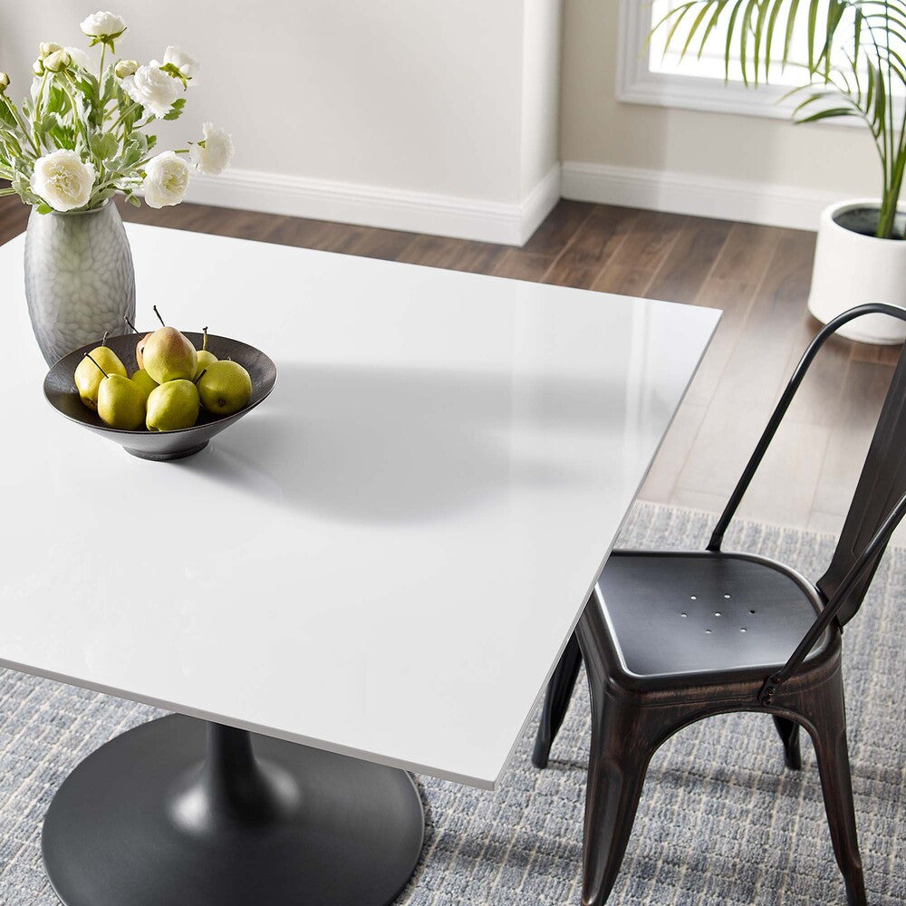 EEI-3525-BLK-WHI Lippa 48" Square Wood Dining Table by Modway