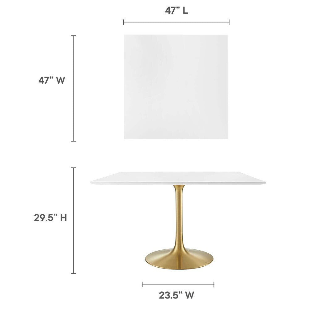EEI-3230-GLD-WHI Lippa 48" Square Wood Dining Table by Modway