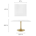 EEI-3230-GLD-WHI Lippa 48" Square Wood Dining Table by Modway