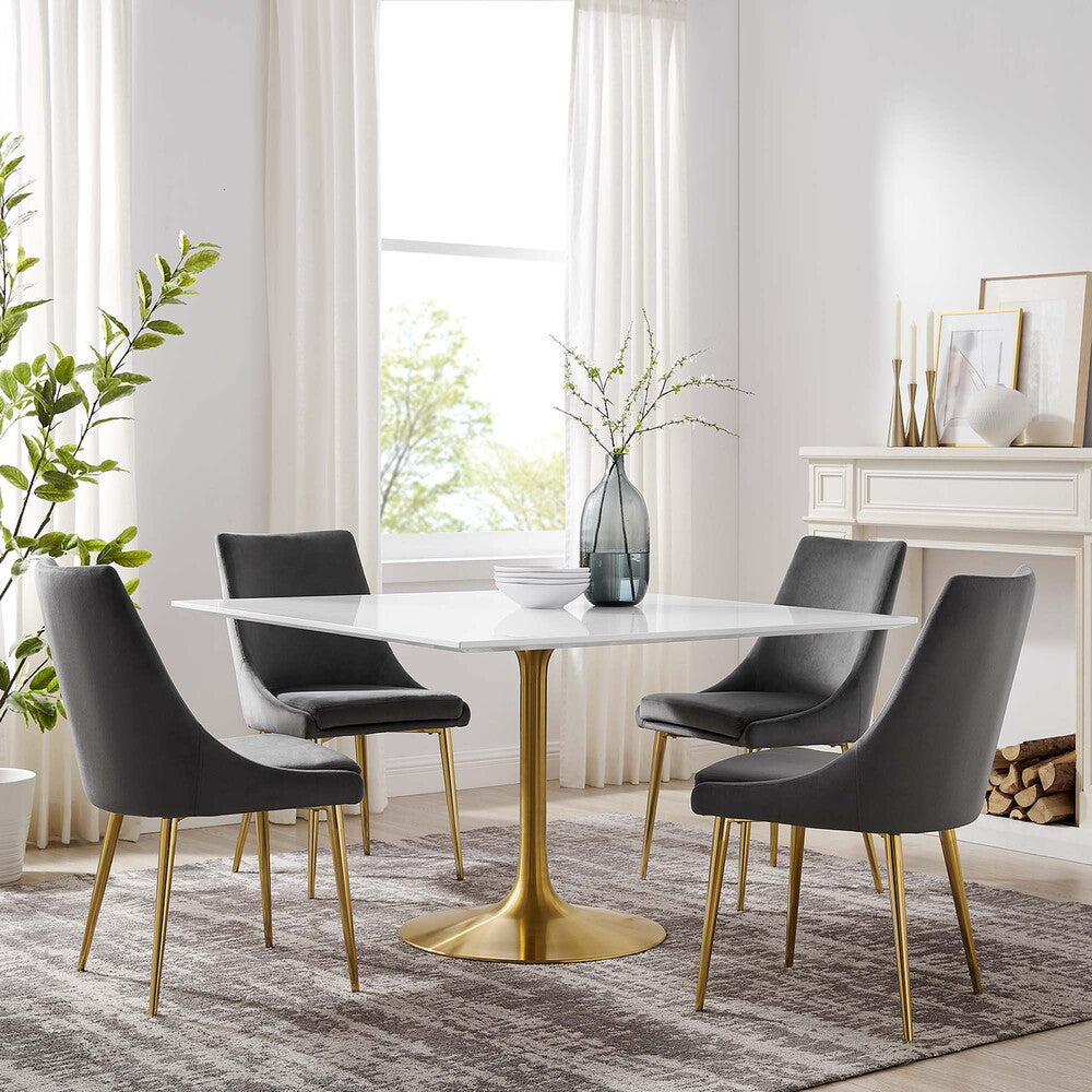 EEI-3230-GLD-WHI Lippa 48" Square Wood Dining Table by Modway