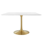 Modway EEI-3230-GLD-WHI Lippa 48" Square Wood Dining Table Gold White