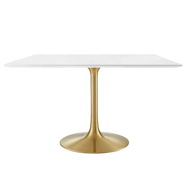 Modway EEI-3230-GLD-WHI Lippa 48" Square Wood Dining Table Gold White