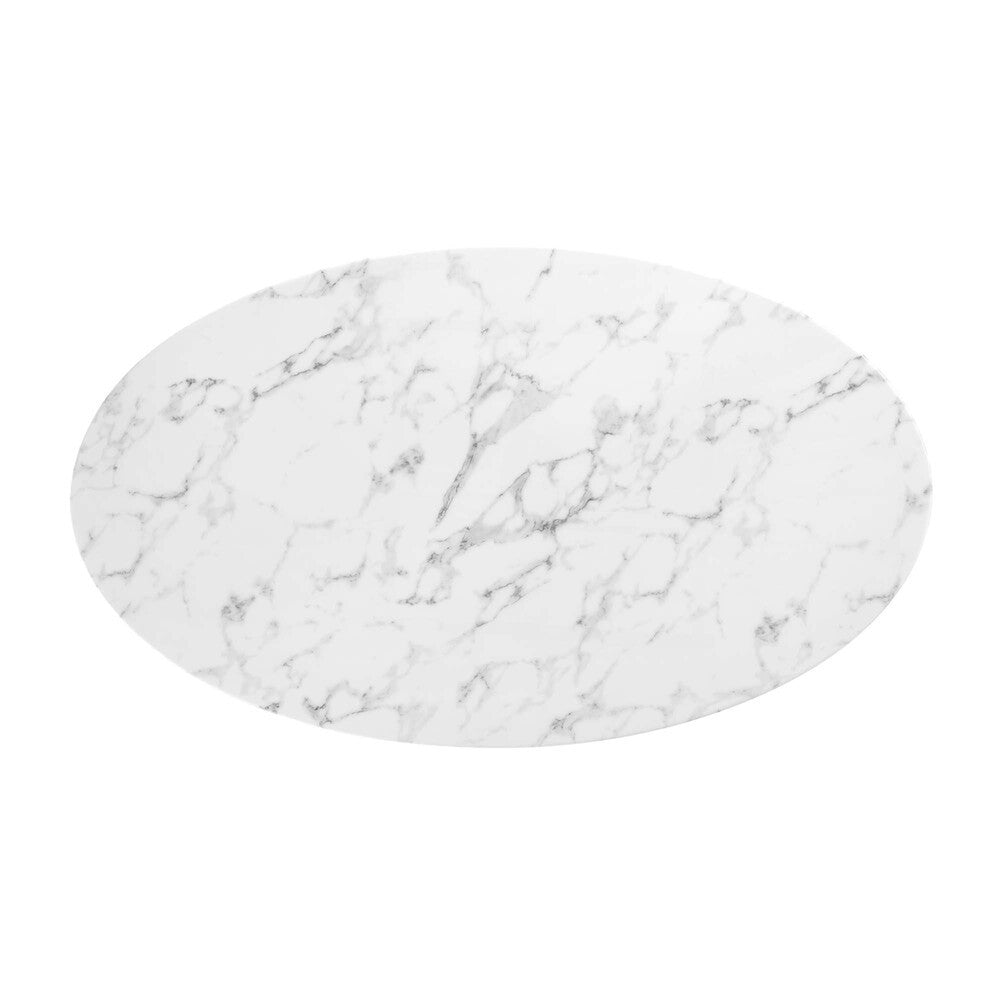 EEI-3235-GLD-WHI Lippa 54" Oval Faux Marble Dining Table by Modway