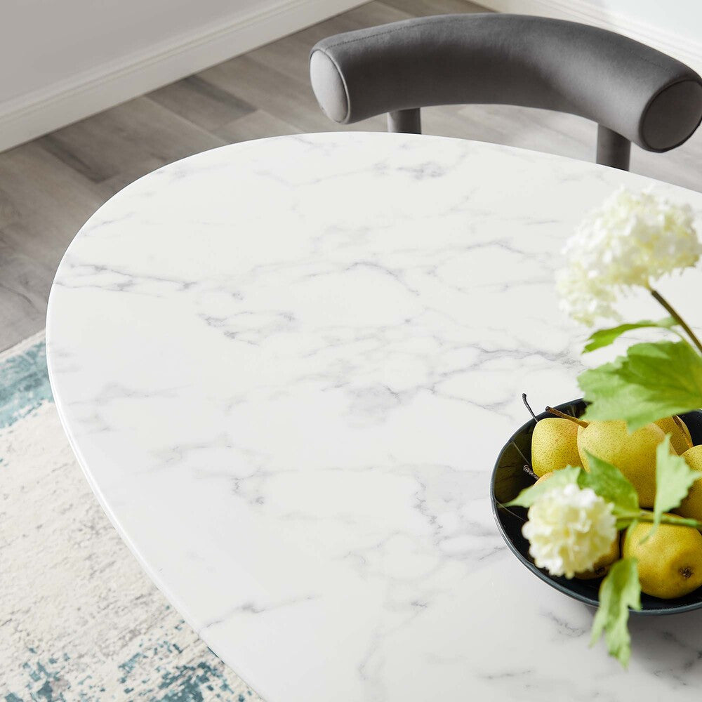 EEI-3235-GLD-WHI Lippa 54" Oval Faux Marble Dining Table by Modway