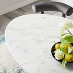 EEI-3235-GLD-WHI Lippa 54" Oval Faux Marble Dining Table by Modway