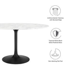 EEI-3530-BLK-WHI Lippa 54" Oval Faux Marble Dining Table by Modway