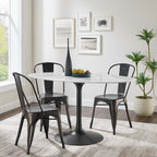 EEI-3530-BLK-WHI Lippa 54" Oval Faux Marble Dining Table by Modway