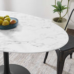 EEI-3530-BLK-WHI Lippa 54" Oval Faux Marble Dining Table by Modway