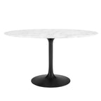 EEI-3530-BLK-WHI Lippa 54" Oval Faux Marble Dining Table by Modway