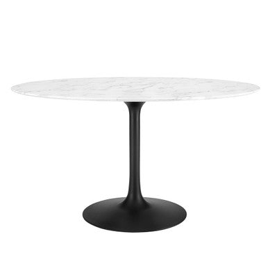 Modway EEI-3530-BLK-WHI Lippa 54" Oval Faux Marble Dining Table Black White