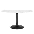 Modway EEI-3530-BLK-WHI Lippa 54" Oval Faux Marble Dining Table Black White