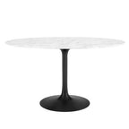 Modway EEI-3530-BLK-WHI Lippa 54" Oval Faux Marble Dining Table Black White