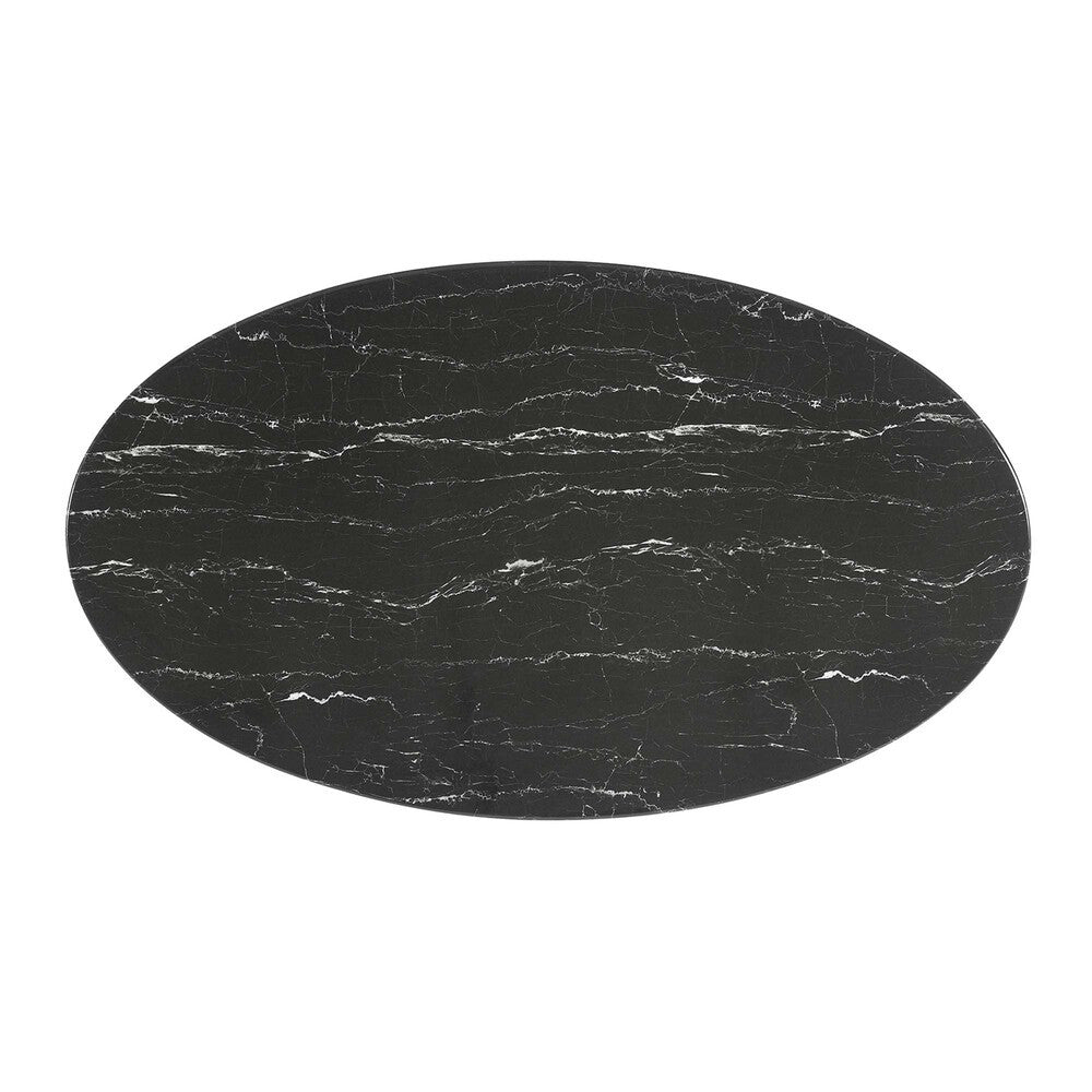 EEI-4880-BLK-BLK Lippa 54" Oval Faux Marble Dining Table by Modway