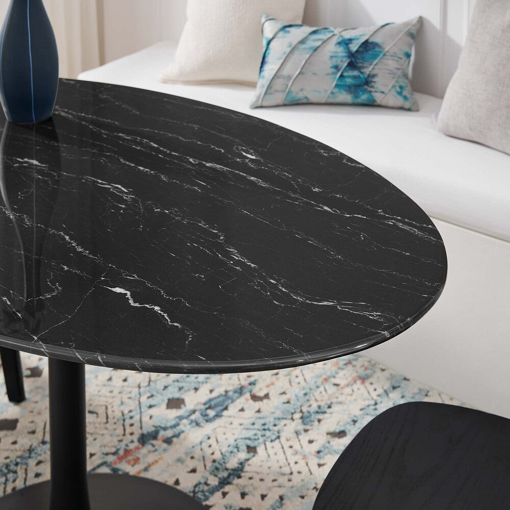 EEI-4880-BLK-BLK Lippa 54" Oval Faux Marble Dining Table by Modway