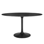 Modway EEI-4880-BLK-BLK Lippa 54" Oval Faux Marble Dining Table Black Black