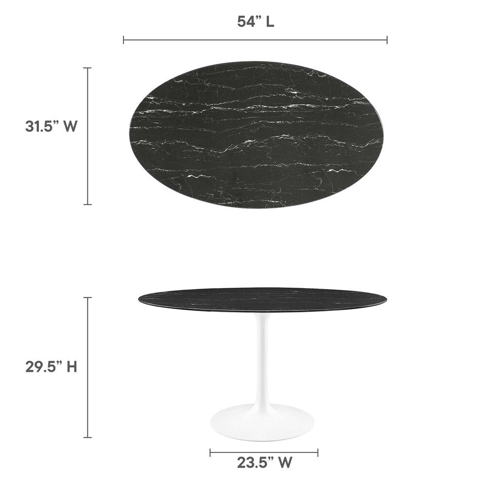 EEI-5185-WHI-BLK Lippa 54" Oval Faux Marble Dining Table by Modway