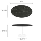 EEI-5185-WHI-BLK Lippa 54" Oval Faux Marble Dining Table by Modway