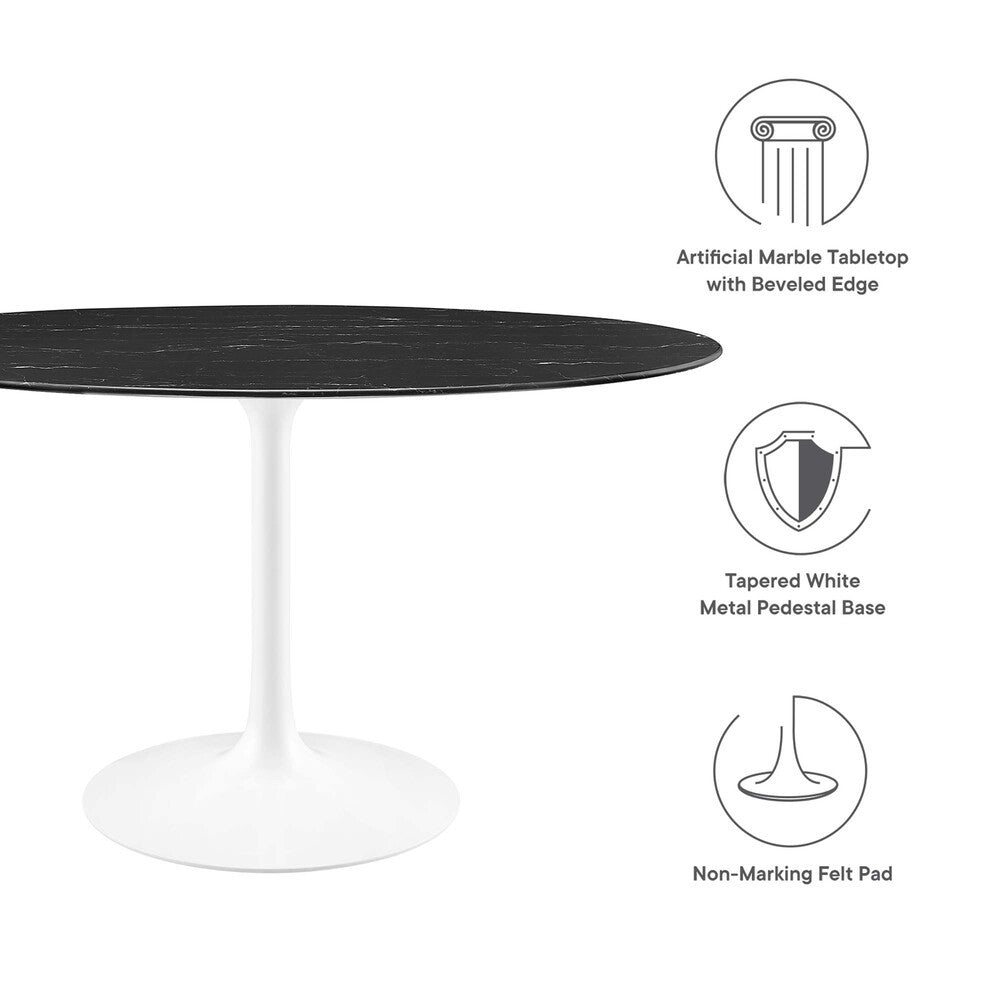 EEI-5185-WHI-BLK Lippa 54" Oval Faux Marble Dining Table by Modway