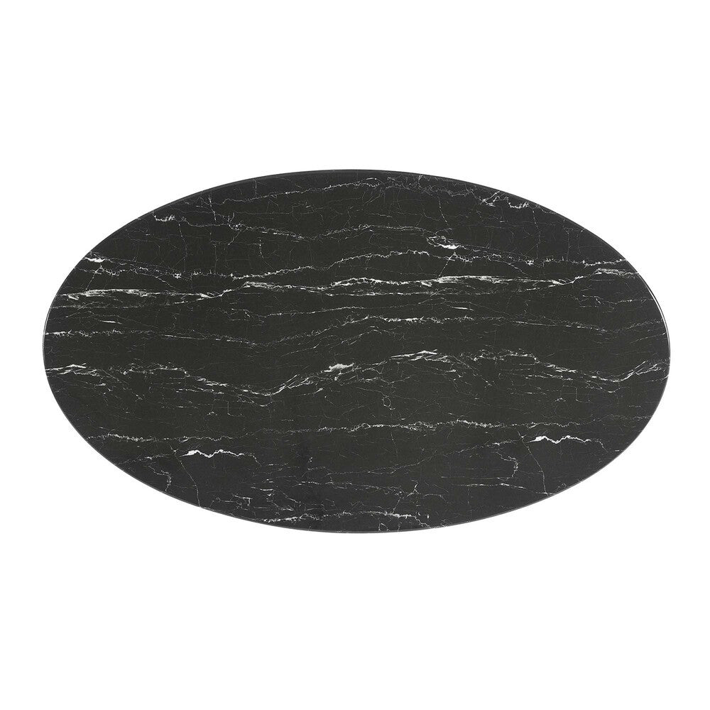 EEI-5185-WHI-BLK Lippa 54" Oval Faux Marble Dining Table by Modway