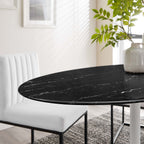 EEI-5185-WHI-BLK Lippa 54" Oval Faux Marble Dining Table by Modway