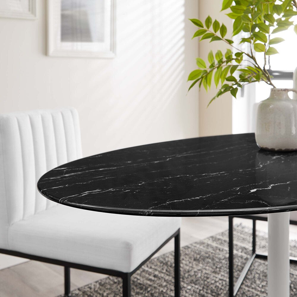 EEI-5185-WHI-BLK Lippa 54" Oval Faux Marble Dining Table by Modway