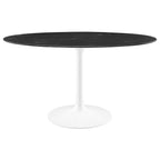 EEI-5185-WHI-BLK Lippa 54" Oval Faux Marble Dining Table by Modway