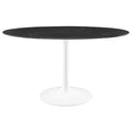 Modway EEI-5185-WHI-BLK Lippa 54" Oval Faux Marble Dining Table White Black
