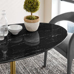 EEI-5242-GLD-BLK Lippa 54" Oval Faux Marble Dining Table by Modway