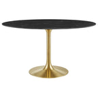 EEI-5242-GLD-BLK Lippa 54" Oval Faux Marble Dining Table by Modway