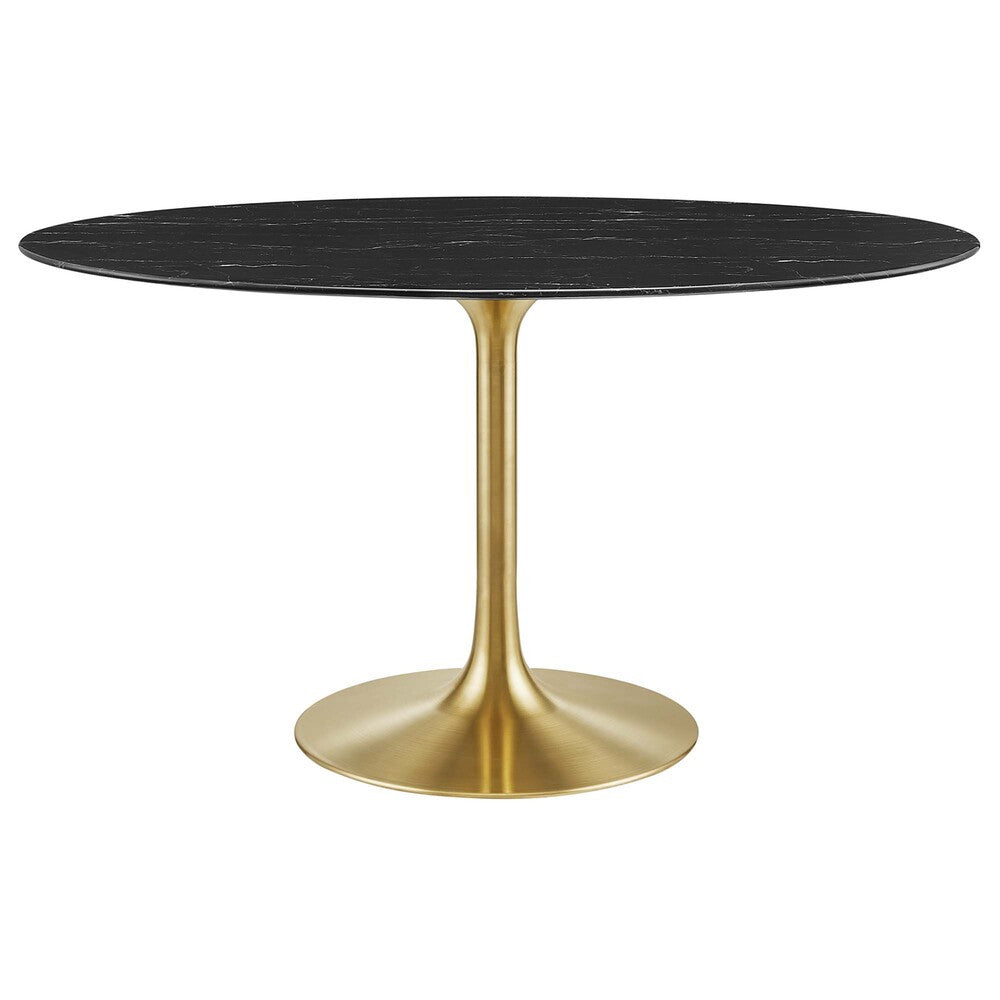 EEI-5242-GLD-BLK Lippa 54" Oval Faux Marble Dining Table by Modway