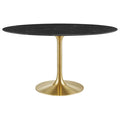Modway EEI-5242-GLD-BLK Lippa 54" Oval Faux Marble Dining Table Gold Black