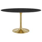 Modway EEI-5242-GLD-BLK Lippa 54" Oval Faux Marble Dining Table Gold Black