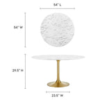EEI-3233-GLD-WHI Lippa 54" Round Faux Marble Dining Table by Modway