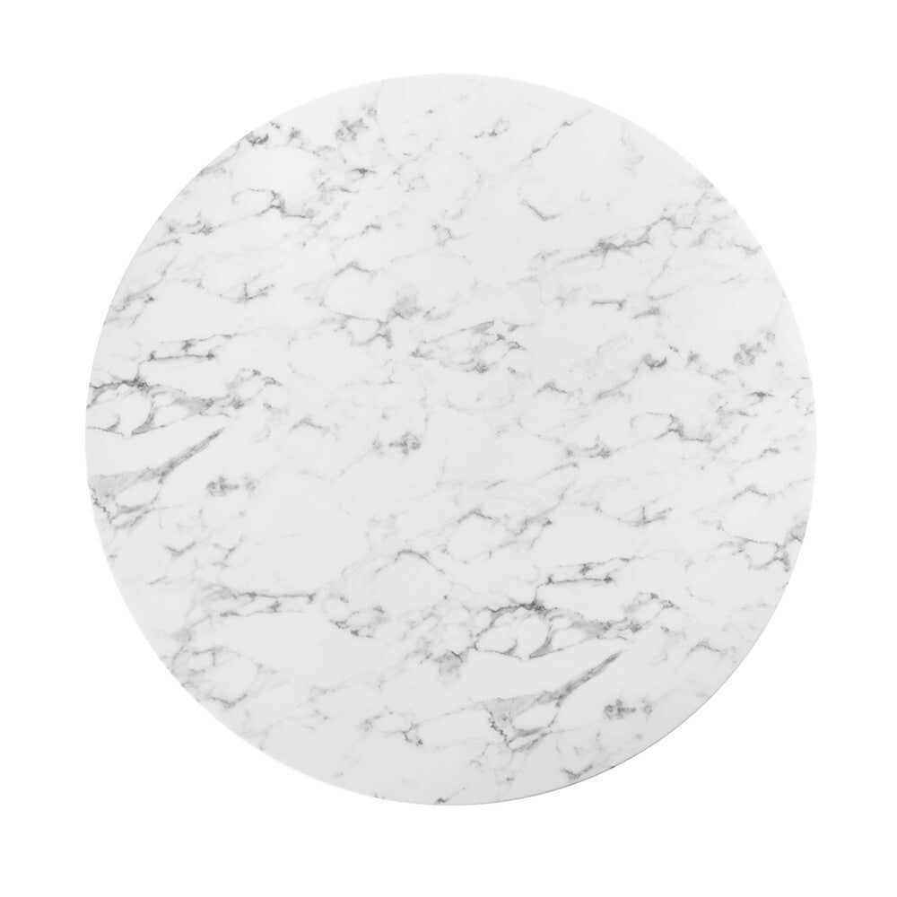 EEI-3233-GLD-WHI Lippa 54" Round Faux Marble Dining Table by Modway