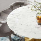 EEI-3233-GLD-WHI Lippa 54" Round Faux Marble Dining Table by Modway
