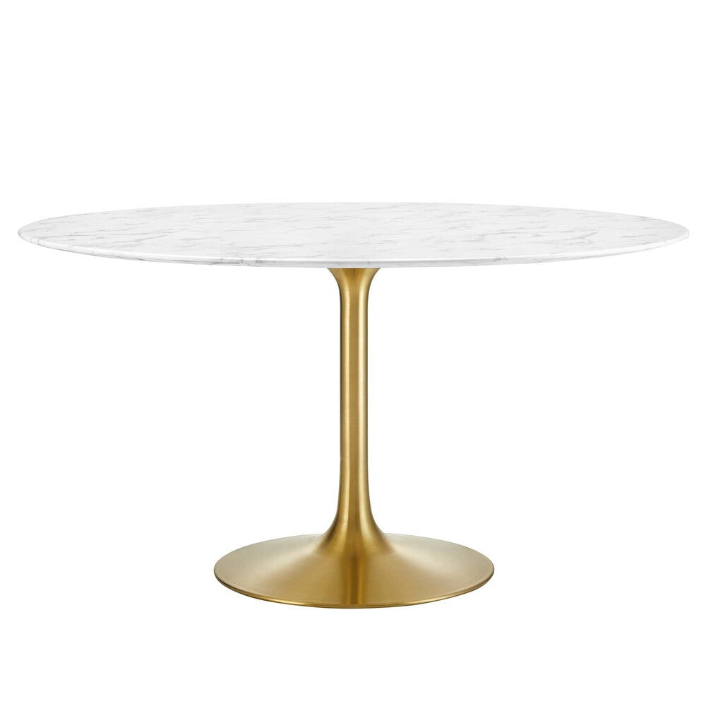 EEI-3233-GLD-WHI Lippa 54" Round Faux Marble Dining Table by Modway