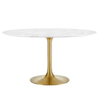 EEI-3233-GLD-WHI Lippa 54" Round Faux Marble Dining Table by Modway