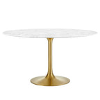 Modway EEI-3233-GLD-WHI Lippa 54" Round Faux Marble Dining Table Gold White
