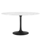 Modway EEI-3528-BLK-WHI Lippa 54" Round Faux Marble Dining Table Black White