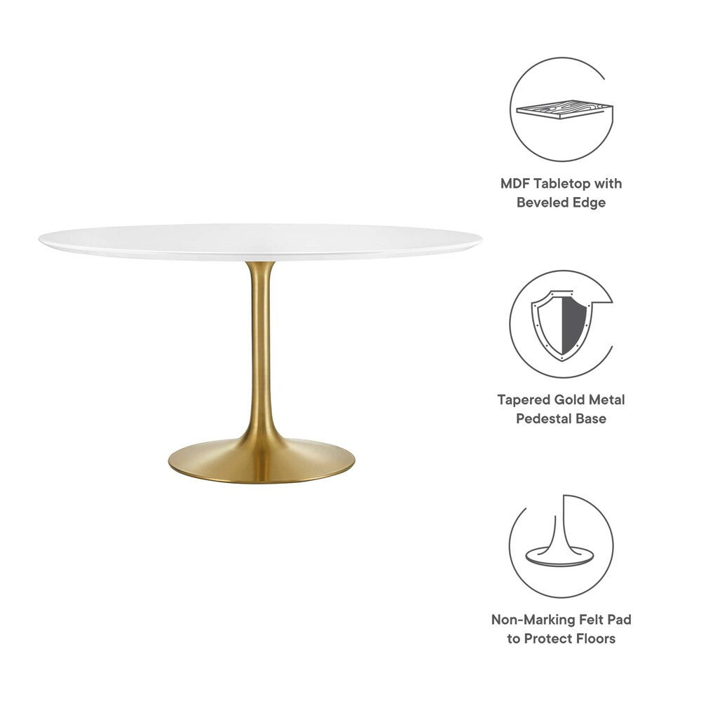 EEI-3228-GLD-WHI Lippa 54" Round Wood Dining Table by Modway