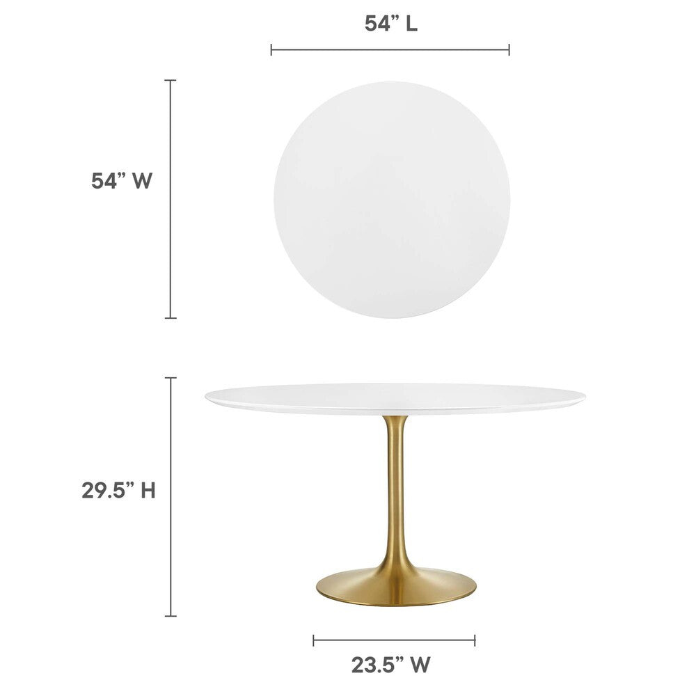 EEI-3228-GLD-WHI Lippa 54" Round Wood Dining Table by Modway